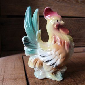 Vintage glazed porcelain rooster figurine